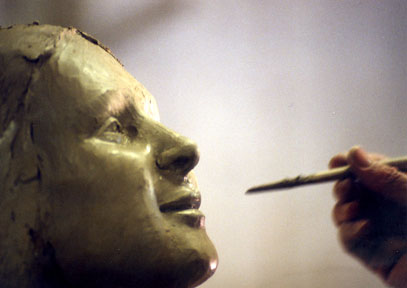 Close up of "The Student" in progress.