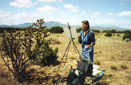 painting cholla cactli south of Santa Fe.