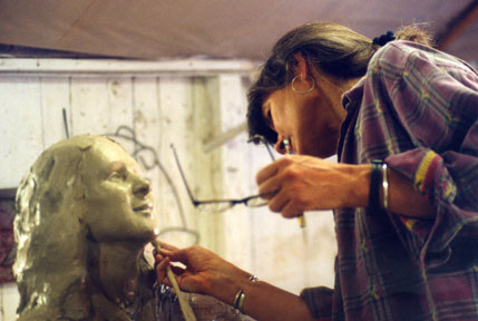 Paula sculpting "The Student"