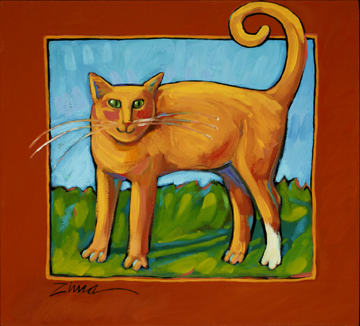 Alert Cat, Tail Up, by Paula Zima,  large image and comments.