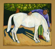 Beloved White Horse, oil painting by Paula Zima