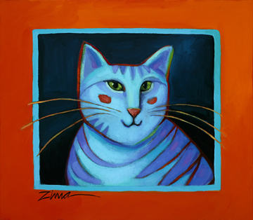 Blue Cat,Watching, by Paula Zima, large image and comments.