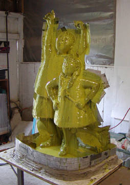 the first layer of mold rubber is applied