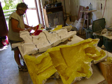 a view of the thick molds, and mother molds lying on the table