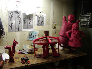 the waxes at the foundry, with the sprues