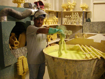 being dipped in the slurry