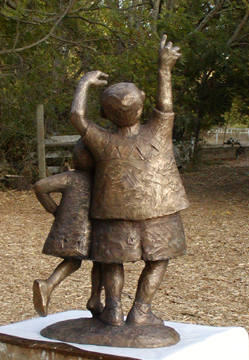 the finished bronze sculpture, from the back