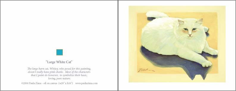 Greeting card, Large White Cat