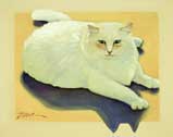 "Large White Cat" giclee print - original: oil on canvas, by Paula Zim
