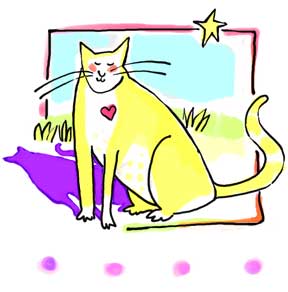 "Large Yellow Cat With Shadow" - Giclee print of an oil painting by Paula Zima available as a giclee print.