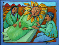 The Passing of Flower Woman-oil painting by Paula Zima
