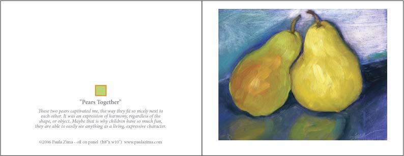 greeting card, "Pears Together", oil painting by Paula Zima