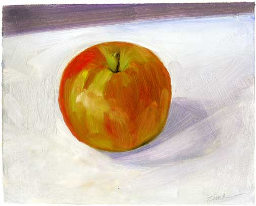 'Apple  #5", small  study, oil painting by Paula Zima