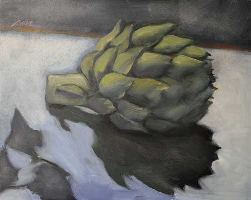 "Artichoke", small  study, oil painting by Paula Zima