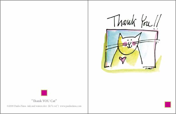 Thank you card,  from ink and watercolor by Paula Zima