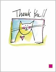 Thank you card, ink and watercolor by Paula Zima