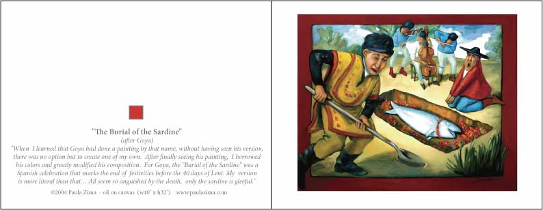 greeting card, "The Burial of the Sardine", (after Goya) oil painting by Paula Zima