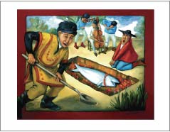 Greeting card, The Burial of the Sardine, (after Goya) oil painting by Paula Zima