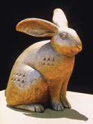 Hare I Am, Large Bronze Rabbit sculpture by Paula Zima