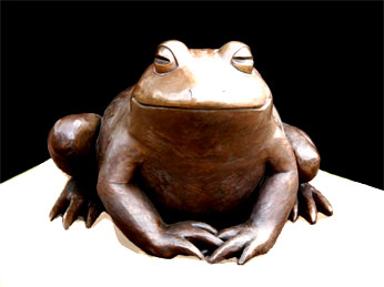 "Cal" the frog, side view.