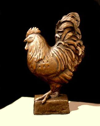 Giovanni the rooster, side view.