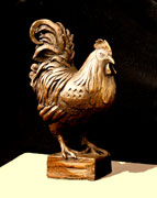 Giovanni,  small bronze rooster sculpture by Paula Zima
